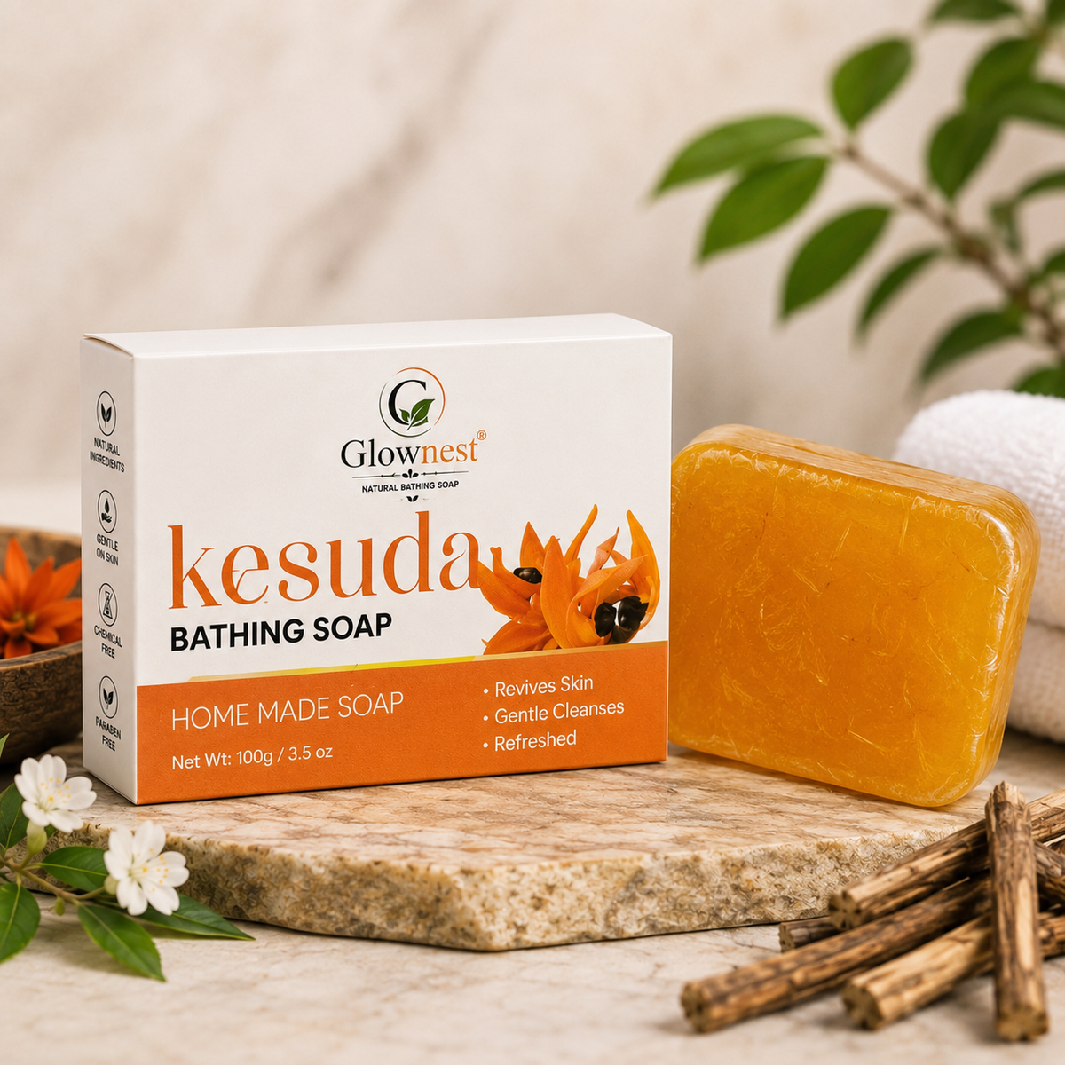 Glownest Kesuda Bathing Soap – Natural Herbal Soap for Gentle Cleansing & Fresh Skin