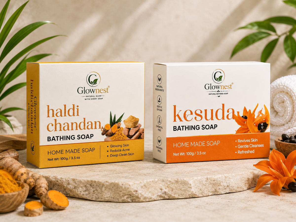 GlowNest Haldi Chandan and kesudo Bathing Soap