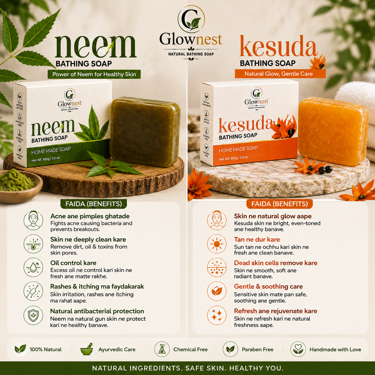 GlowNest Neem and kesudo Bathing Soap