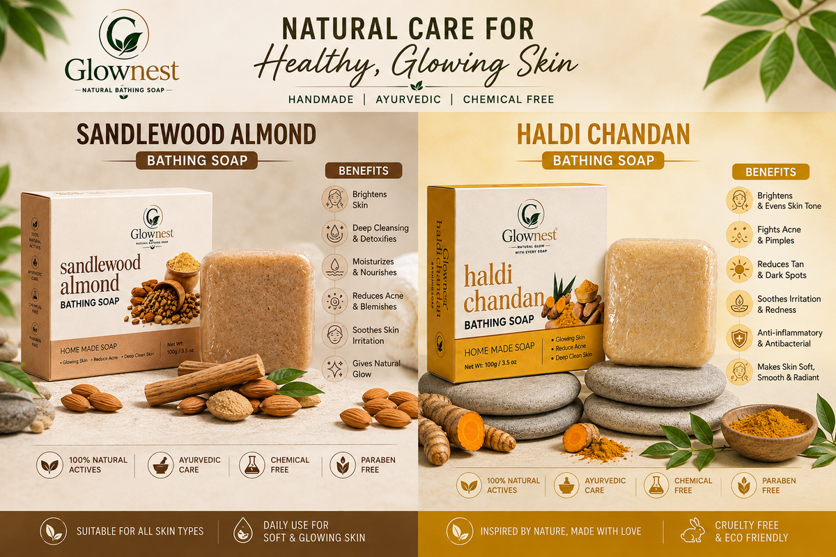 GlowNest Sandalwood Almond and haldi Bathing Soap – 100g
