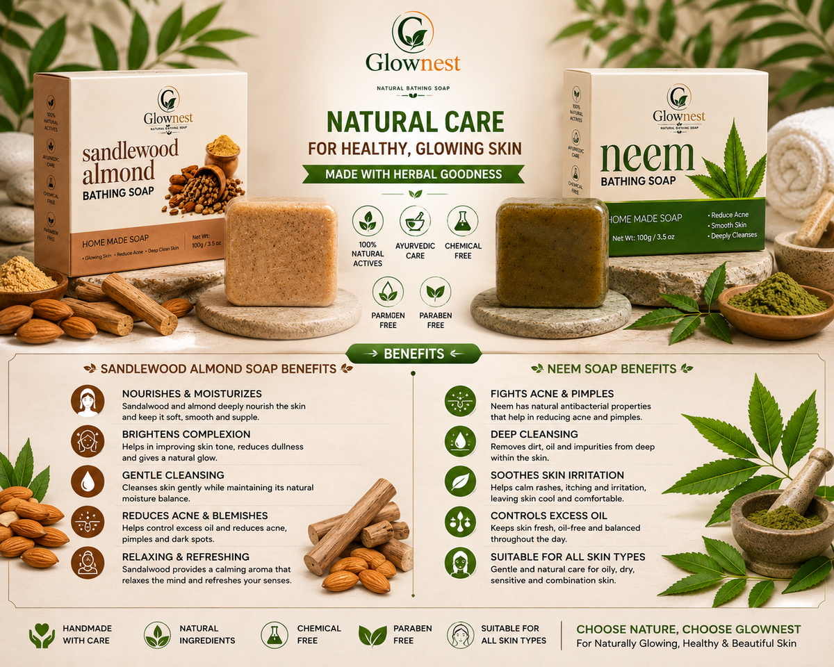 GlowNest Sandalwood Almond and Neem Bathing Soap – 100g