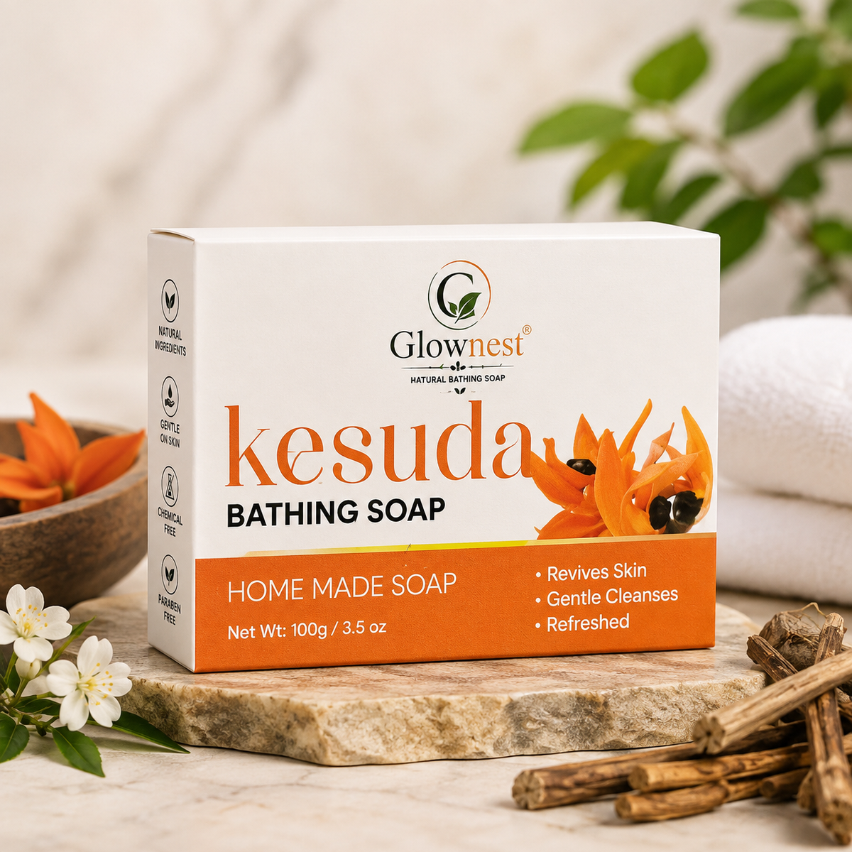 Glownest Kesuda Bathing Soap – Natural Herbal Soap for Gentle Cleansing & Fresh Skin